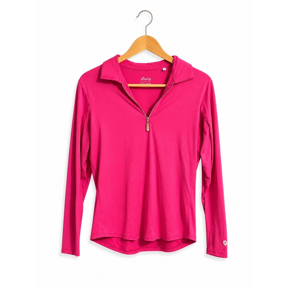 Bette & Court Swing Pink UPF 50 Quarter Zip Golf Top Moisture Wicking Large